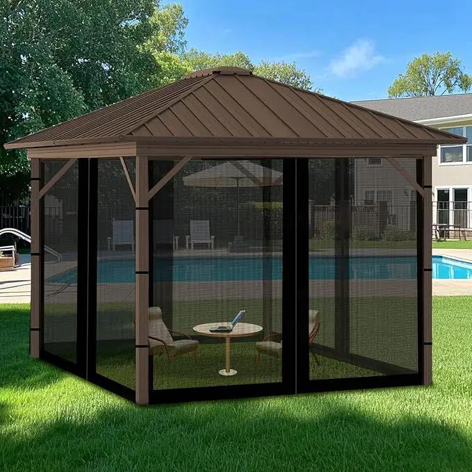 Replacement Gazebo Mosquito Netting 10' x 12',Universal Netting for Canopy Tent,4-Panel with Zipper for Outdoor Patio,Backyard (Mosquito Net Only,Black) by GreenHaven Gardens