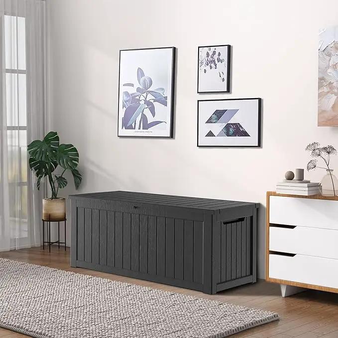 Heavy-Duty 270 Gallon Waterproof Deck Storage Box, Outdoor Storage for Garden & Patio, Lockable Resin Storage Chest for Pool Accessories, UV-Resistant, Onyx Black by GreenHaven Gardens