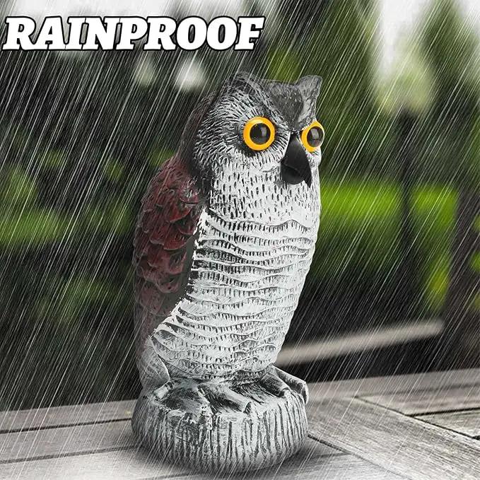 Ezoon 3 Pack Owl Decoy to Scare Birds Away, Fake Owl Scarecrows, Pigeon Deterrent, Plastic Owl Statue for Outdoor Garden Yard by GreenHaven Gardens