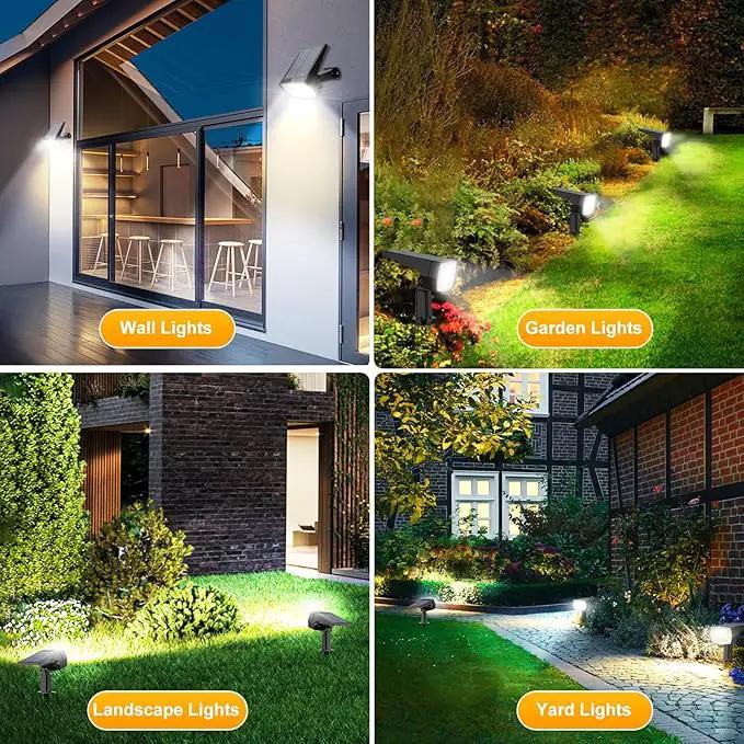 Fabrito 72 LEDs Solar Spot Lights Outdoor Waterproof, 3 Modes Landscape Spotlights, Dusk to Dawn Solar Powered Flood Wall Lights for Outside, Solar Garden Lights for Yard Porch 2 Pack (Warm White) by GreenHaven Gardens