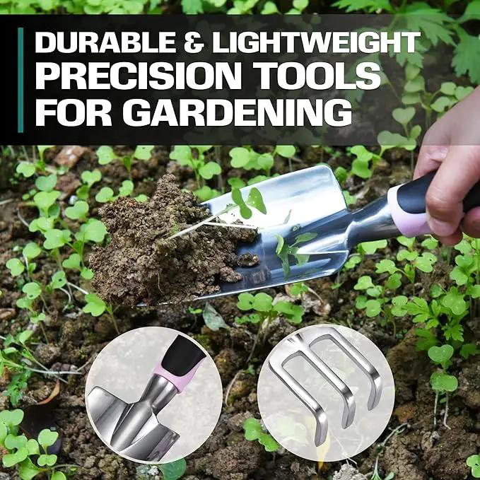 2WAYZ - Garden Tool Set - Heavy Duty 3-Piece Gardening Kit - Aluminum Alloy Spade Shovel, Transplant Hand Trowel, and Cultivator Rake - Ergonomic Non-Slip Rubber Grip - Ideal Garden Tools Gift by GreenHaven Gardens