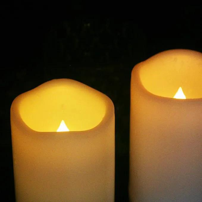 CANDLE CHOICE Waterproof Outdoor Battery Operated Flameless Candles Remote Timer White Plastic Realistic Flickering Fake Electric LED Pillars Lantern Garden Wedding Christmas Decorations 3”x4” 6 Pack by GreenHaven Gardens