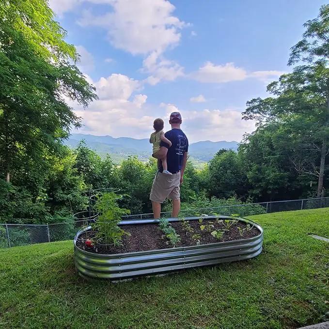 Galvanized Raised Garden Bed Kit 8ft Galvanized Planter Garden Boxes Outdoor, Oval Large Metal for Vegetables by GreenHaven Gardens