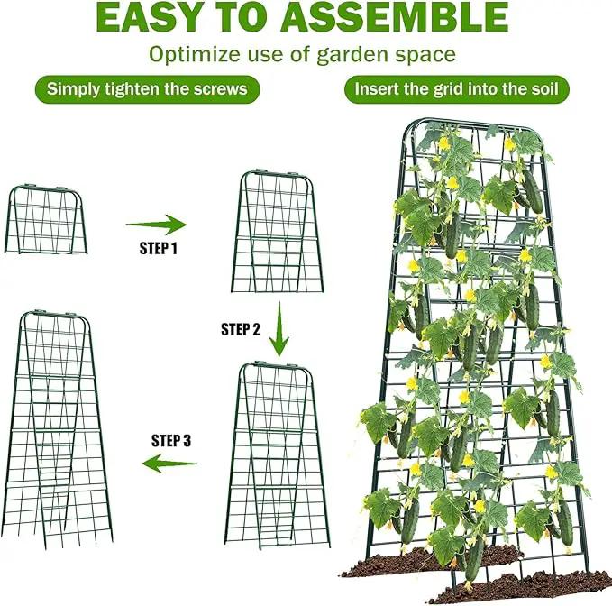 Heavy Duty 50"x17" Adjustable A-Frame Trellis for Climbing Plants – Rust-Proof Metal Garden Trellis with Dense Grid Design, Perfect for Raised Beds, Tomatoes, Cucumbers & Outdoor Vines (Green, 2 Pcs) by GreenHaven Gardens
