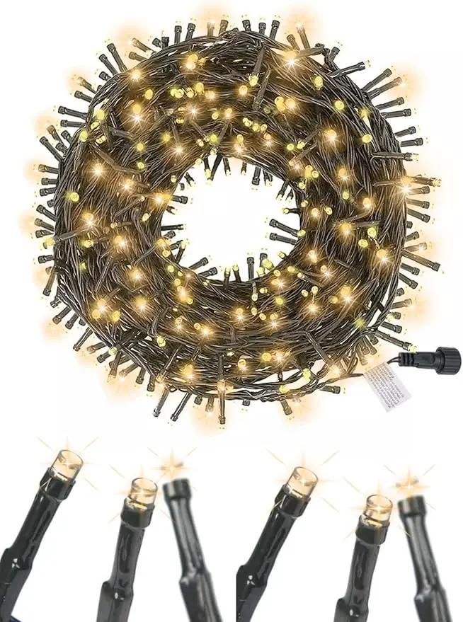Soft Magic Twinkle Christmas String Lights 100 LED (Warm White) 36 FT, Plug in, Connectable Waterproof Green Wire, Decorations Indoor Outdoor Patio Yard Garden Wedding by GreenHaven Gardens