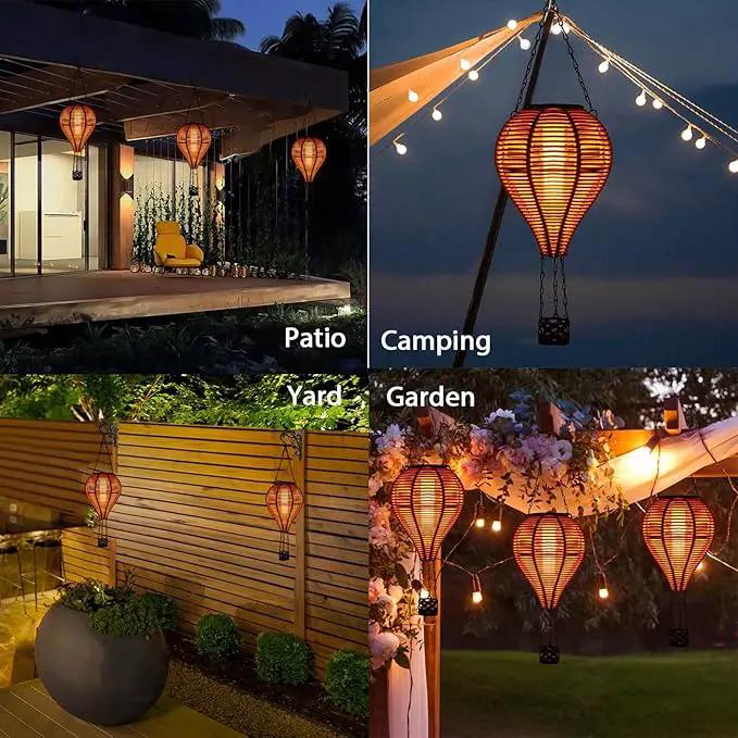 pearlstar Solar Hot Air Balloon Lantern with Flame Light Outdoor Hanging Solar Powered Lights Woven Solar Lantern Waterproof for Patio Yard Farmhouse Garden Wedding Holiday Decoration by GreenHaven Gardens
