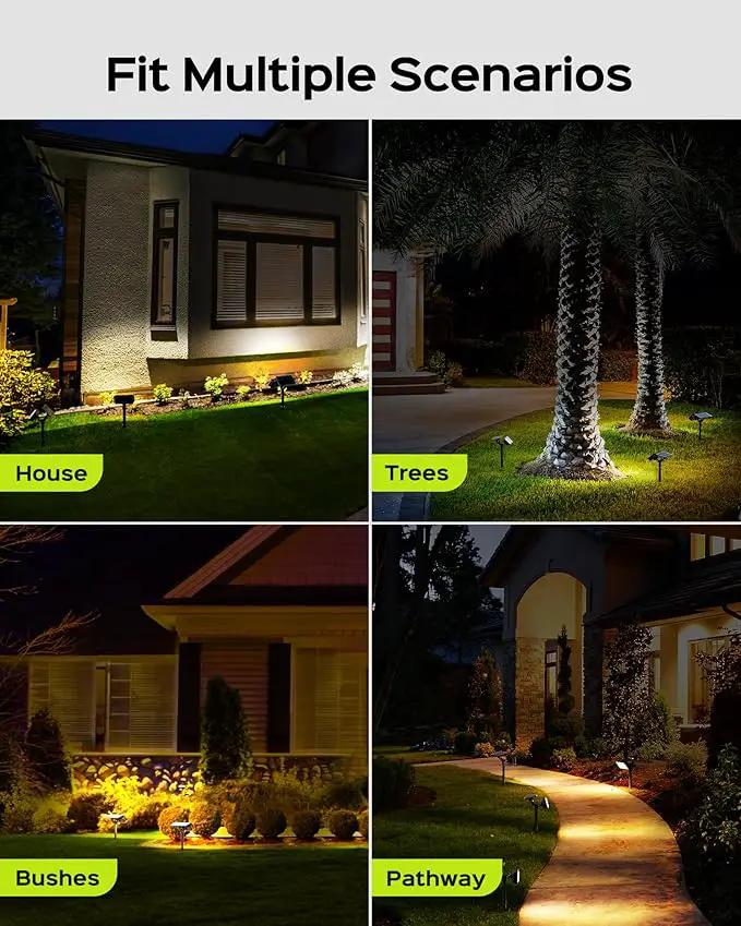 JACKYLED 84 LED Solar Spotlights, Solar Spot Lights w/ 5 Lighting Modes 3 Color, 360 Adjustable Light & Panel, Outdoor Waterproof Super Bright Garden Lights for House Yard Garage Pathway, 6 Pack by GreenHaven Gardens