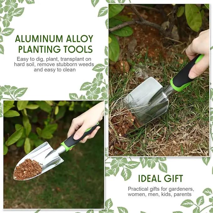 2 Pcs Garden Trowel Hand Shovel Tool Soil Scoop with Soft Rubberized Non Slip Handle Aluminum Alloy Potting Shovel for Digging Planting (Yellow, Green) by GreenHaven Gardens