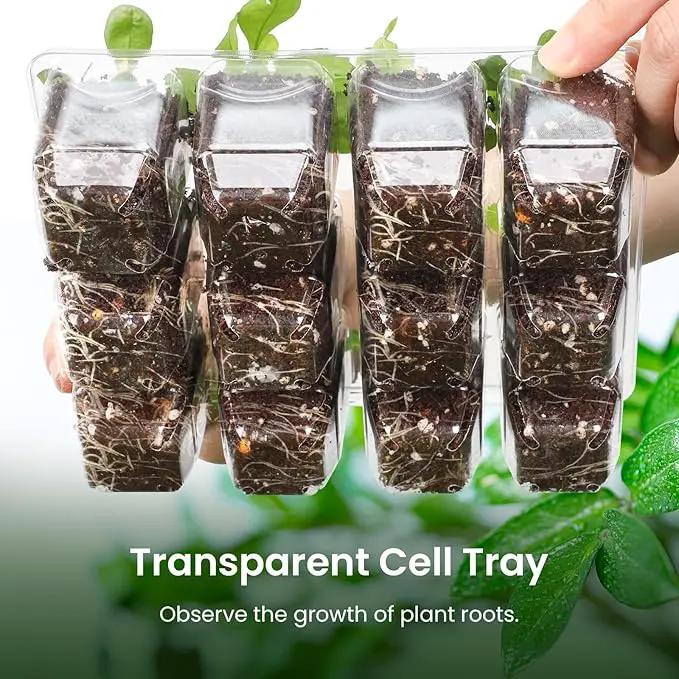 MIXC 360 Cells Seedling Starter Trays Transparent Seed Tray Grow Germination Kit with 30 Plant Lables(1.5 inch x 12 Cells per Tray, 30 Trays) by GreenHaven Gardens