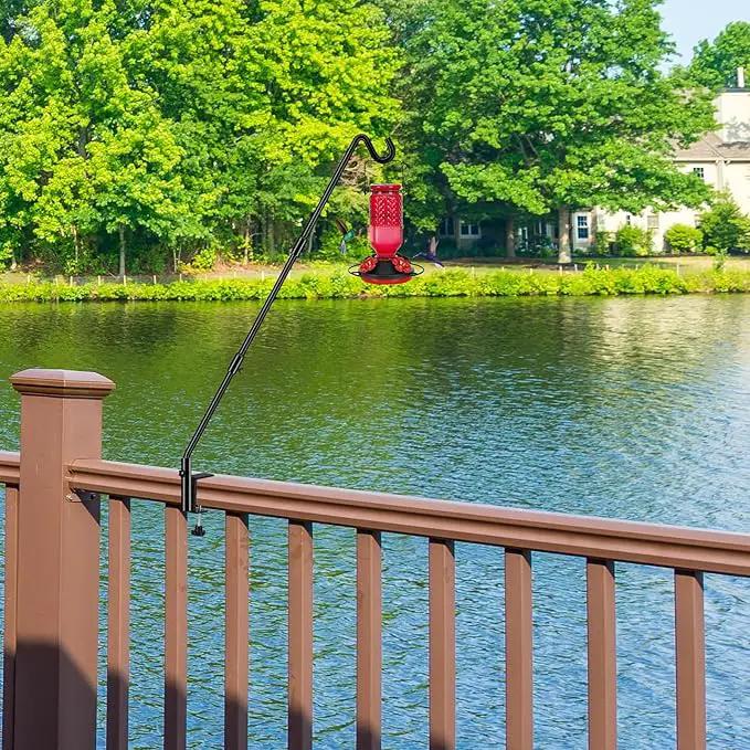 FEED GARDEN [Upgrade Version 2 Pack Bird Feeder Hanger Adjustable 43 Inch Deck Hooks for Railing 360 Degree Swivel Heavy Duty Hanging Hooks for Bird Feeders Wind Chimes by GreenHaven Gardens