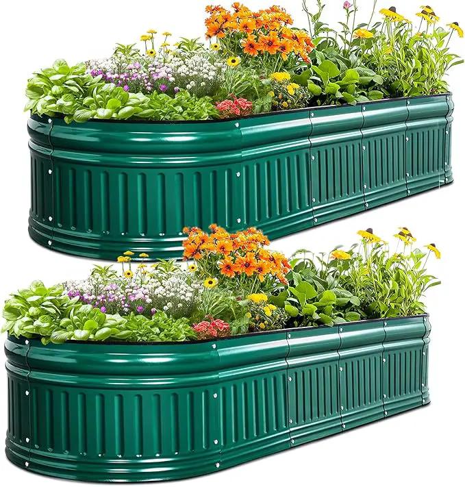 KING BIRD Raised Garden Bed Kit 2025 Upgraded Modular DIY Galvanized Planter Garden Box Outdoor for Gardening, Vegetables, Flowers, Elegant Roman Column Design, 71x24x24 in, Dark Green by GreenHaven Gardens