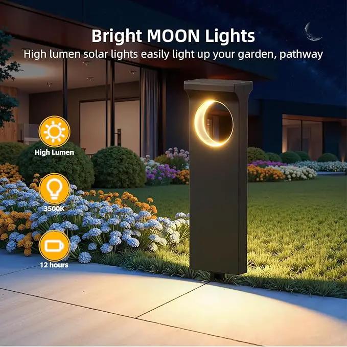 Solar Pathway Lights Outdoor, 2 Pack Upgraded Moon Shaped Landscape Lights - Brighter & Waterproof Solar Powered Decor for Yard, Garden, Path, Walkway, and Outdoor Decoration by GreenHaven Gardens