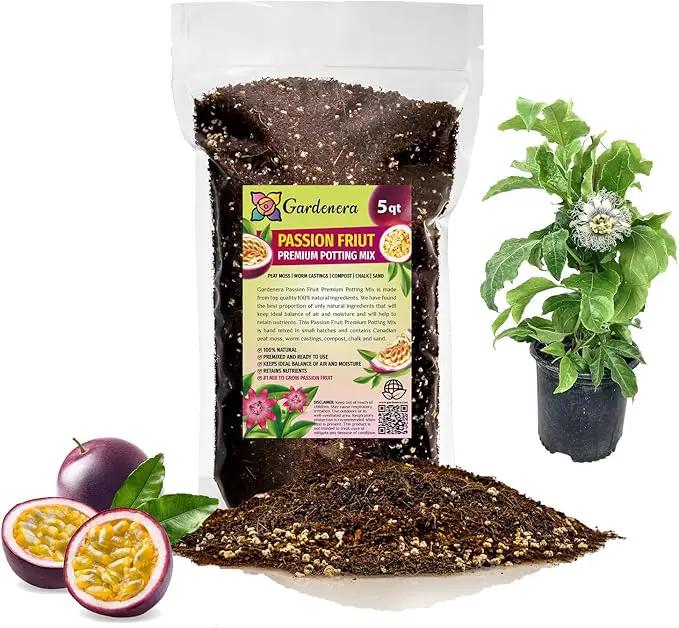 Premium Passion Fruit Potting Soil Mix - Perfect Balance of Nutrients, Drainage, and Aeration for Thriving Passion Fruit Vines - 5 Quart by GreenHaven Gardens