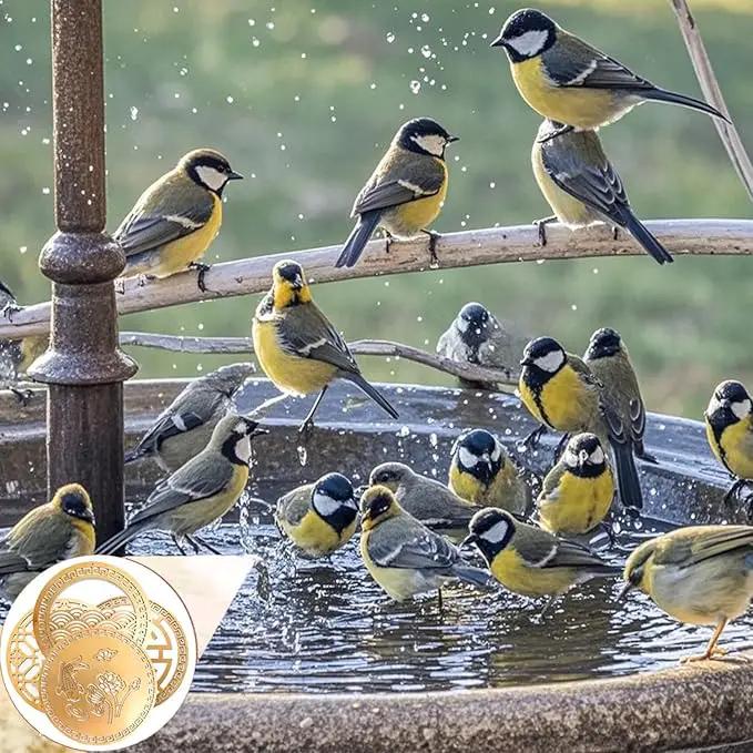 Copper Bird Bath Purification Disk, Water Wiggler for Bird Bath, Bird Bath Copper Disk, 1mm Reinforced 99% Pure Copper Cleaning Disk, Universal Fit for Outdoor Birdbaths, 4 Inch in Diameter (A) by GreenHaven Gardens