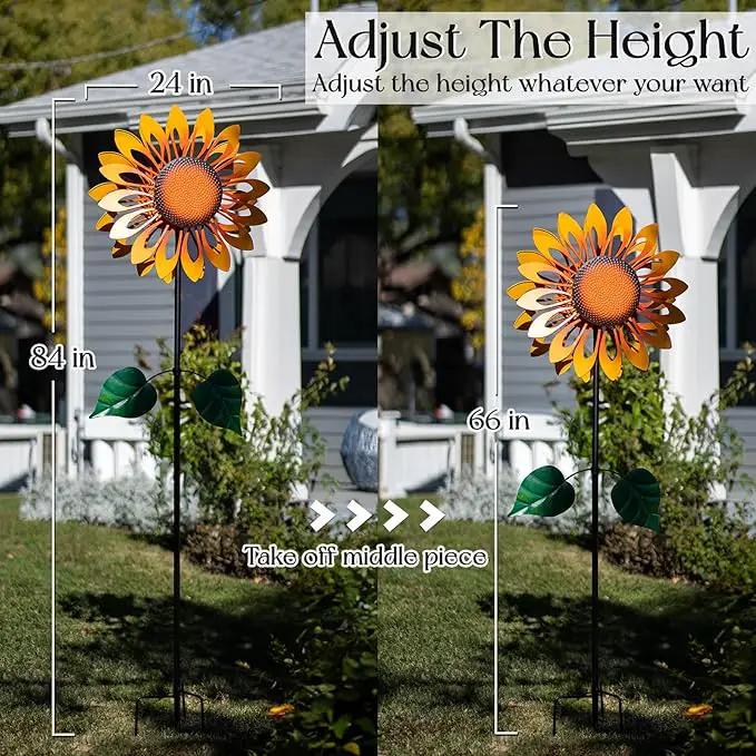 Wind Spinners for Yard and Garden Large, Wind Spinner Outdoor Metal Large, 84 Inch Wind Sculptures Birthday Gifts for Women(Double Sided Sunflower) by GreenHaven Gardens