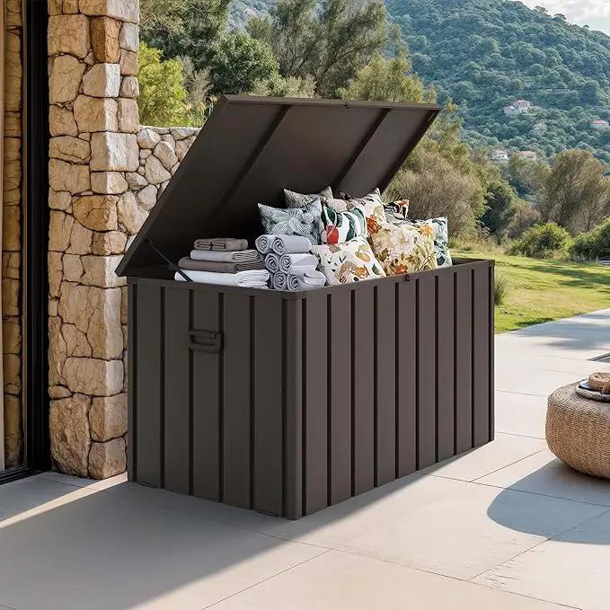 PURPLE LEAF Outdoor Deck Box 160 Gallon Waterproof Lockable Storage Box Container with Lid Deck Organization for Patio Cushions Side Table Pool Accessories Garden Tools, Brown by GreenHaven Gardens