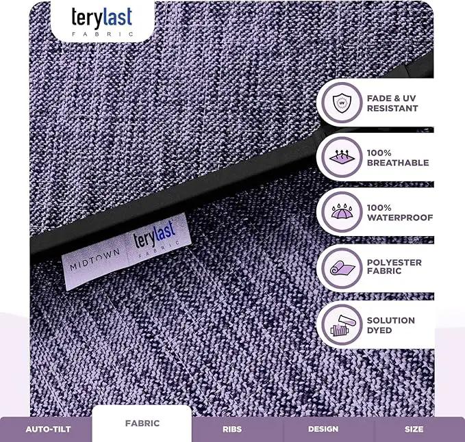 Midtown Umbrellas 10-Year-No-Fade - 9 Ft - UV Proof Purple Texture Polyester Fabric - Umbrella Outdoor Patio, Auto-Tilt Aluminum Frame Patio Umbrella for Garden, Pool & Deck - Black Pole by GreenHaven Gardens