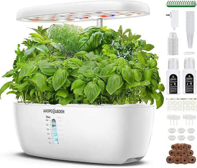 Ahopegarden Indoor Garden Hydroponics Growing System: 12 Pods Plant Germination Kit Herb Garden Kit Growth Lamp Countertop with LED Grow Light Hydrophonic Planter Grower Harvest Vegetable Lettuce by GreenHaven Gardens