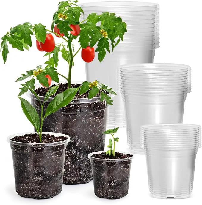 30 Packs 6.7/5/4 Inch Reinforced Clear Nursery Pots with Drainage Hole, Transparent Variety Pack Plastic Plant Pot Seedling Planter Seed Starter Flower by GreenHaven Gardens
