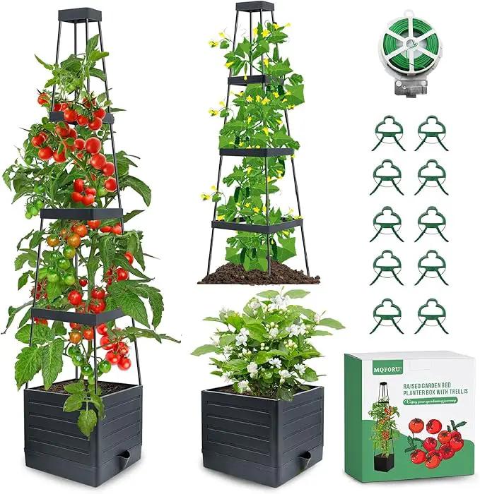 MQFORU 2Pack Tomato Planter Boxes with Trellis, 57" Self-Watering Tomato Planter for Climbing Vegetable and Plants, Raised Tomato Planter Boxes for Indoor Outdoor Patio Greenhouse Gardening by GreenHaven Gardens