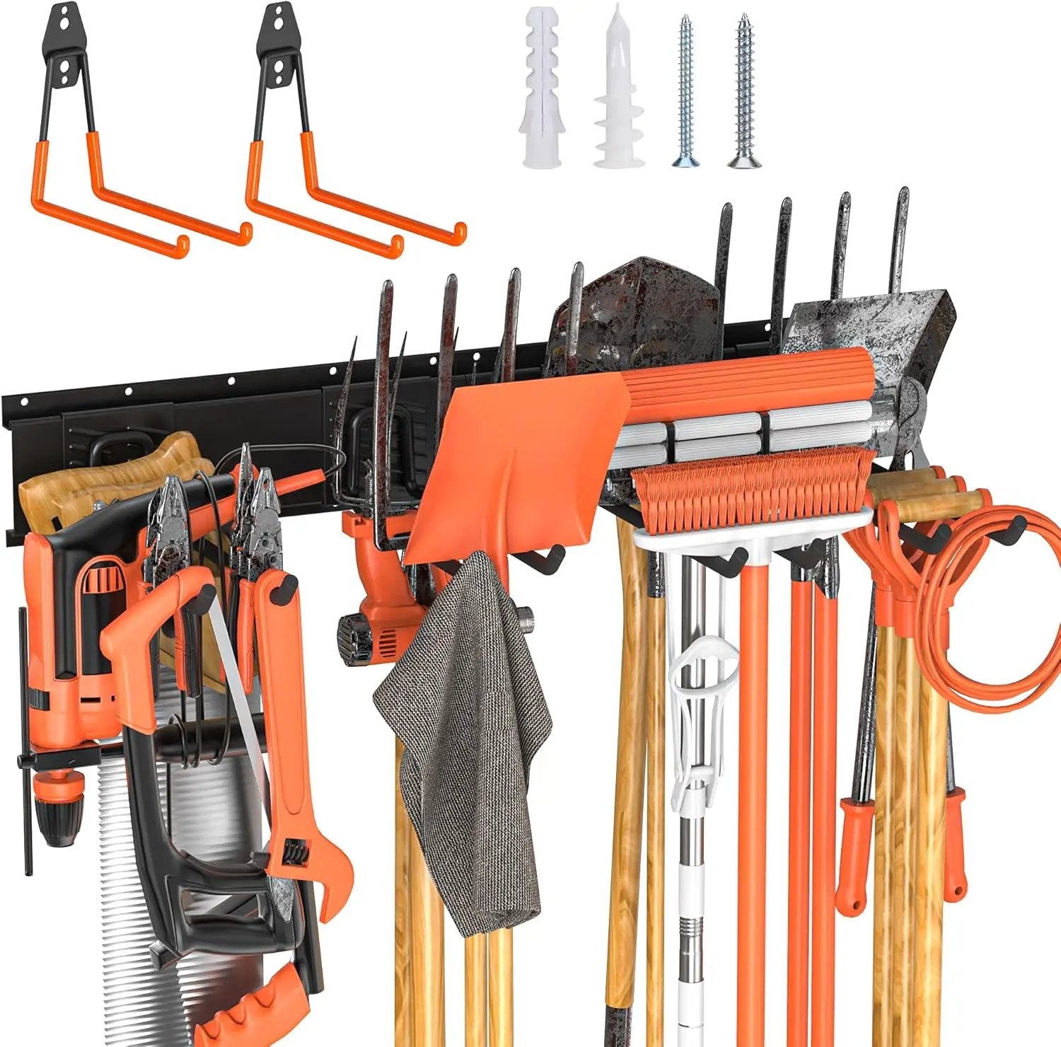 Garage Storage, Ultimate Wall-Mounted Garage Organizer for Men 32Inch, Heavy Duty 330lbs Tool Rack with Adjustable Metal Hooks Yard, Shed & Workshop Storage for Tools, Bikes, Snowboards Gift by GreenHaven Gardens