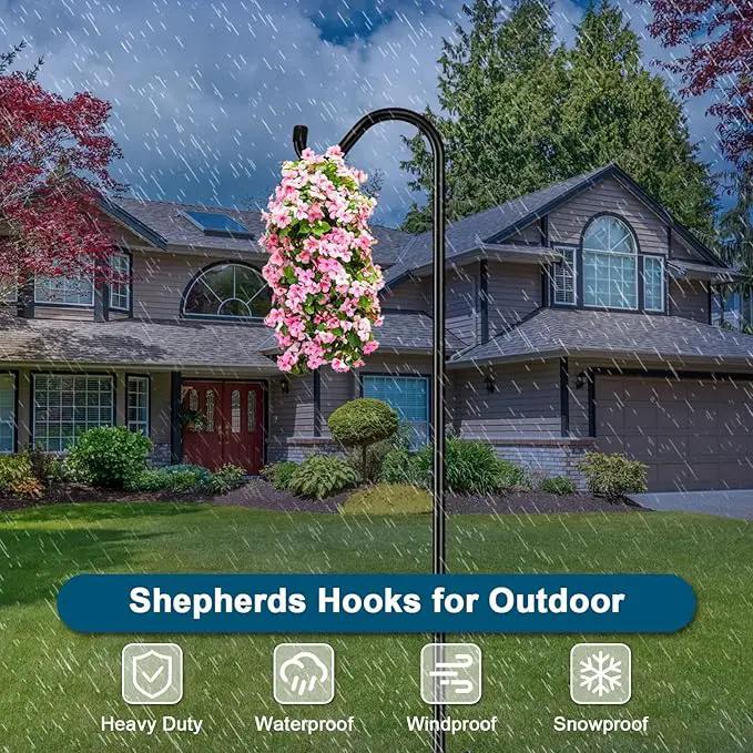 Gtongoko Shepherds Hook for Outdoor, 92 Inch Bird Feeder Pole with 7 Prongs Base, 3/4 Inch Thick Heavy Duty Adjustable Garden Hook for Hanging Plant, Hummingbird Feeder, Lantern, 1 Pack by GreenHaven Gardens