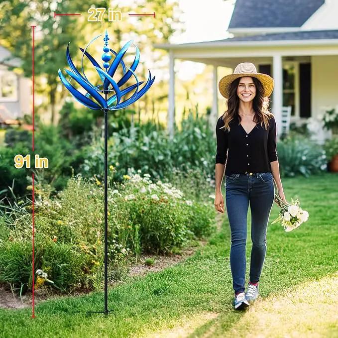 LimeHill Wind Spinner for Yard and Garden - Large Metal Kinetic Wind Sculptures, Yard Art Outdoor Decor (27 x 91 inches) by GreenHaven Gardens