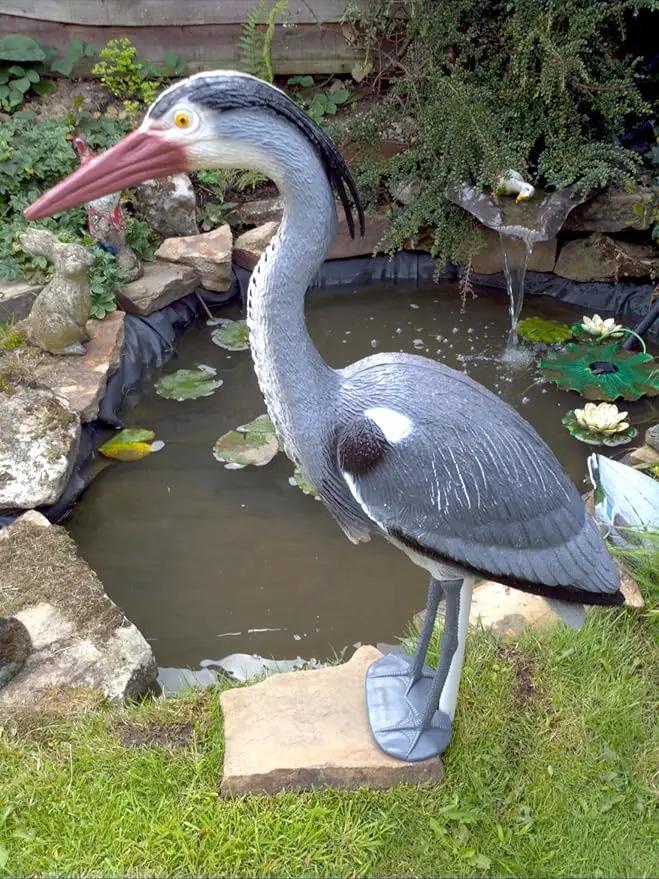 Blue Heron Decoy with Legs & Stake 30'' (76cm) Tall, Adult Blue Heron Statue for Backyard Koi Fish Ponds, Yards & Water Gardens by GreenHaven Gardens