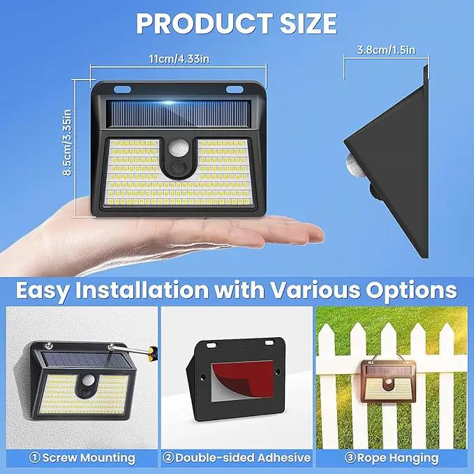 Solar Lights Outdoor Motion Sensor, 16 Pack 149 LED Waterproof Solar Powered Fence Lights, 3 Lighting Modes Security Wall Light for Outside Backyard Deck Garden Door Step Walking Dog, Cold Light 6500K by GreenHaven Gardens