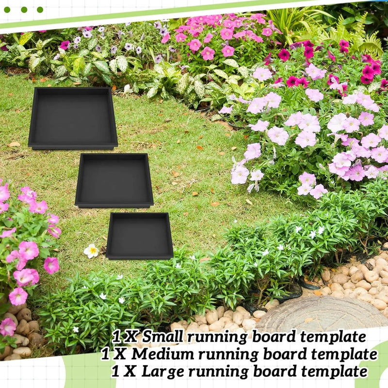 3 Size Square Stepping Stone Mold Internal Diameters 9.3" 12.6" and 14.3" Plastic Stepping Stone Molds for Concrete and Stained Glass for Garden Walk Way by GreenHaven Gardens
