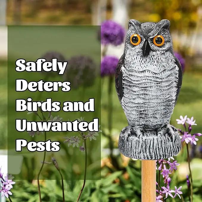 Ezoon 3 Pack Owl Decoy to Scare Birds Away, Fake Owl Scarecrows, Pigeon Deterrent, Plastic Owl Statue for Outdoor Garden Yard by GreenHaven Gardens