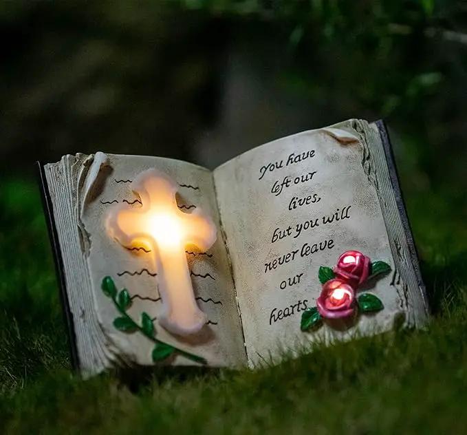 Outdoor Solar Bible Cross Garden Stakes Lights, Waterproof Memorial Grave Decorations Gifts for Cemetery Outdoors Lawn Yard Home Patio Decor by GreenHaven Gardens