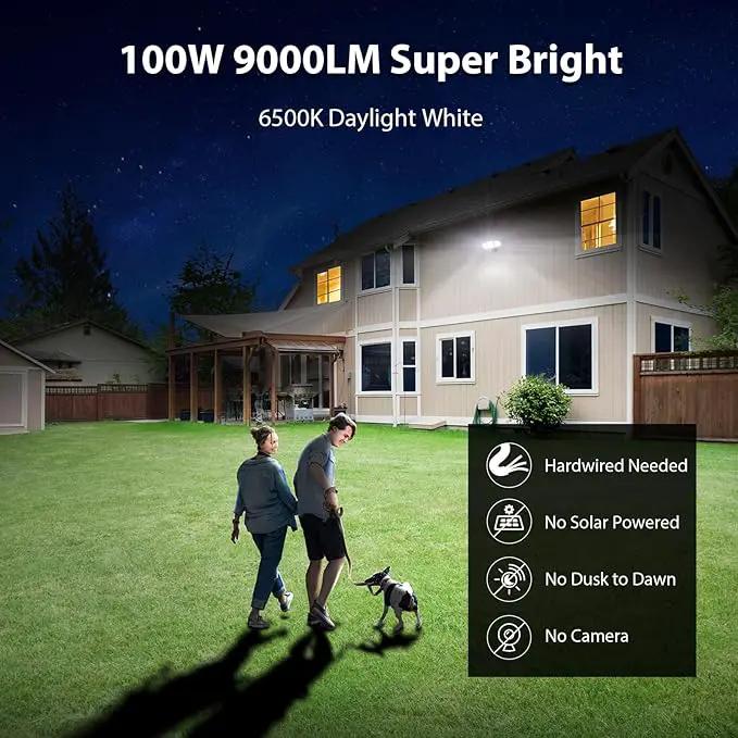 iMaihom 100W Motion Sensor Light Outdoor, 9000LM 6500K LED Security Floodlights, 3 Adjustable Head Motion Detection Light IP65 Waterproof for Yard Garage (Black) by GreenHaven Gardens