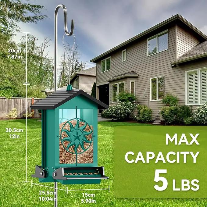 Squirrel Proof Bird Feeders for Outdoors, 5LBS Large Capacity Metal Wild Bird Feeder with Bilateral Weight-Activated Perches, Anti Squirrel Bird Feeders for Outside Finch, Cardinal, Blue Jay (Green) by GreenHaven Gardens