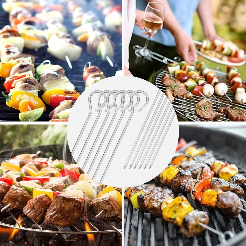 12" 12 Pack - Metal Skewers Reusable Kabob Skewers BBQ Barbecue Skewers for Grilling, Stainless Steel by GreenHaven Gardens