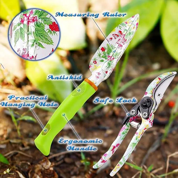 NAYE Garden Tool Set,Cute Gardening Gifts for Women,Birthday Gifts for Mom,Heavy Duty Tool Kit with Gloves,Garden Tote,Kneeling Pad,Hand Pruner,Trowel,Hand Rake,Weeder,Fork,Transplanter,Multicolor by GreenHaven Gardens