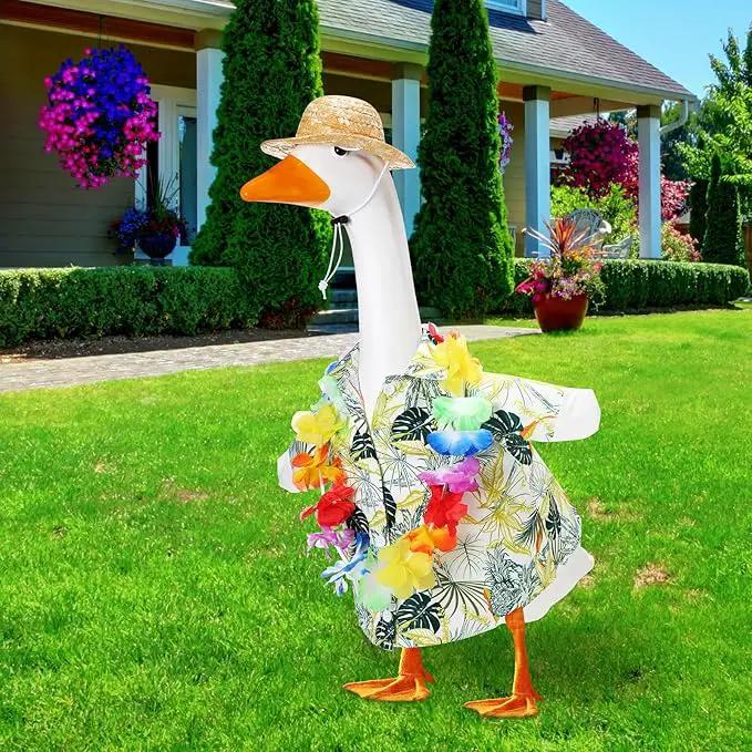 Goose Outfit Lawn Goose Porch Clothing Outfits for Yard Summer Luau 23'' Lawn Outdoor Decoration(Fresh Style) by GreenHaven Gardens