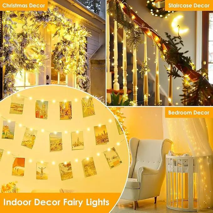 4Pack 80Ft 240LED Fairy Lights Battery Operated with Remote, Waterproof String Lights with Timer for Indoor & Outdoor, Twinkle Lights Battery Powered for Bedroom Christmas Decorations (Warm White) by GreenHaven Gardens