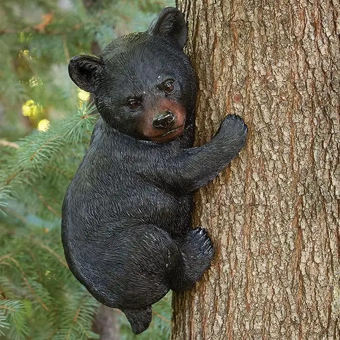 Bits and Pieces – Bear Cub Tree Hugger - Yard Decorations - Adorable Tree Sculpture - Outdoor Decoration - Garden Peeker Yard Art - 13-3/4" x 8" by GreenHaven Gardens
