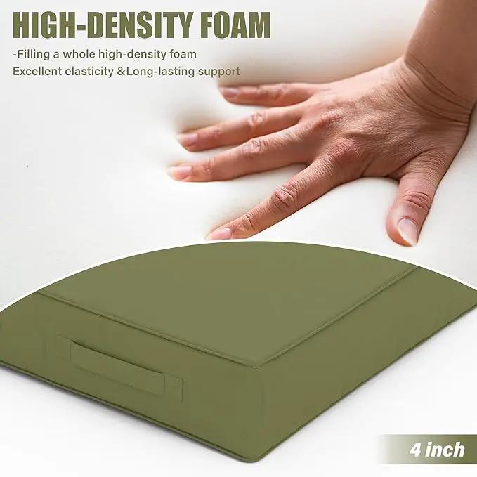 Patio Chair Cushions 19 X 19 X 4 Inch Waterproof Outdoor Seat Cushions for Patio Furniture, Outdoor Sofa Couch Pads with Ties & Handle, Set of 2, Light Green by GreenHaven Gardens