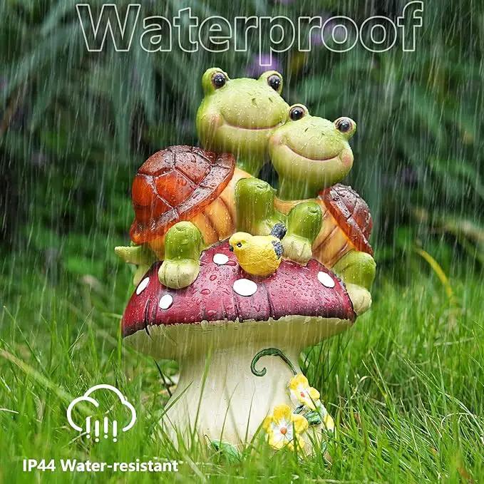 Solar Light Turtle Garden Statue, Turtle on Mushroom Figurine, Lovely Tortoise Garden Statue with 5 LED Lights for Patio, Balcony, Yard, Housewarming, Lawn Ornament, Outdoor Lawn Decor by GreenHaven Gardens