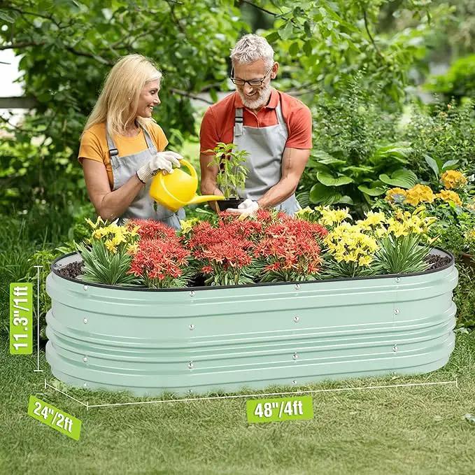 WORKPRO 2Pcs 4x2x1ft Galvanized Raised Garden Bed Set, Rust & Corrosion Protection, Easy Assembly, Safe Edge, Ideal for Vegetables & Flowers, Green by GreenHaven Gardens