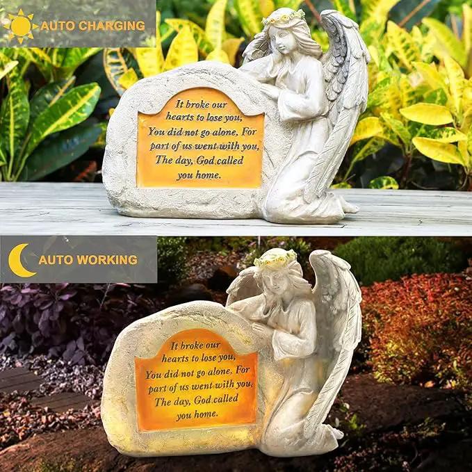 DKJOCKY Solar Angels for Cemetery, Angels Memorial Stone Gifts with Solar LED Light Garden Statues Grave Decorations for Cemetery, Sympathy Gifts for Loss of Loved One by GreenHaven Gardens
