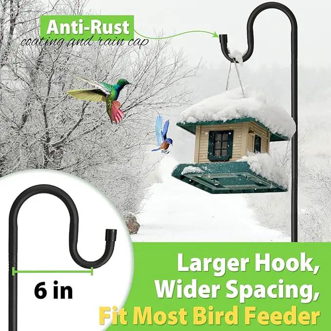 Shepherds Hooks, 78" Bird Feeder Pole for Outdoor, 4/5” Thick Hummingbird Feeders Stand Heavy Duty, Hanging Plant Hanger Stake with 5-Prong Base, Metal Shepard Stick by GreenHaven Gardens
