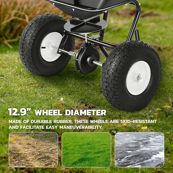 DNA MOTORING Walk Behind Push Broadcast Spreader,125 LB / 60L Capacity, Multi Use Tool for Fertilizer, Grass Seed, Salt, Ice Melt, Lawn and Garden Seeder, with Wheels, TOOLS-00611 by GreenHaven Gardens