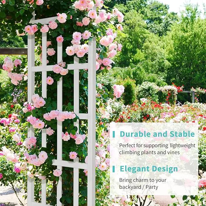VINGLI Vinyl Garden Arbor, PVC Wedding Arch for Ceremony Party, Garden Trellis for Climbing Plants Outdoor, Arch Backdrop Stand for Garden, Backyard, Lawn by GreenHaven Gardens
