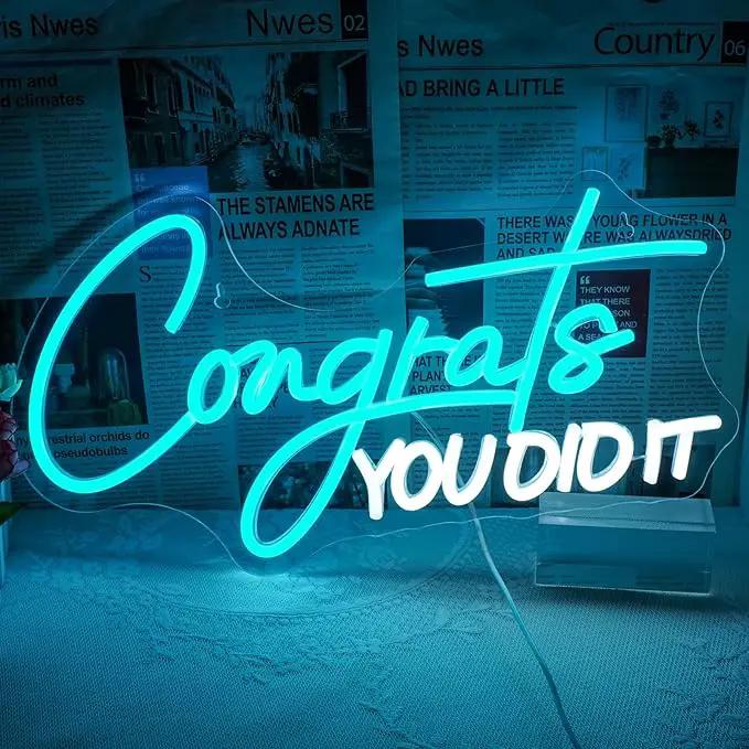 WLHOPE Congrats Grad Neon Sign for 2025 Graduation Decorations LED Neon Light Decor for Graduation Party Gift, Adjustable Congrats Led Sign for Class Room Dorm Backdrop by GreenHaven Gardens
