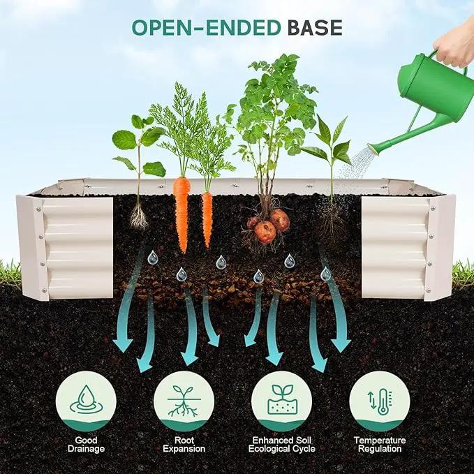 Galvanized Raised Garden Bed - 4x2x1ft Metal Garden Planter Box Outdoor | Steel Raised Bed Kit with Bracing Rods, Gloves for Gardening Vegetables Fruits and Flowers (White) by GreenHaven Gardens
