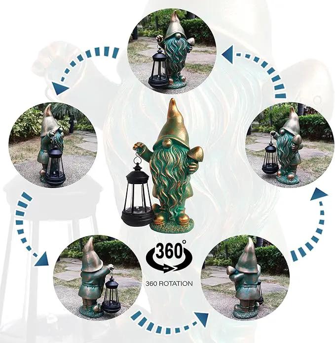 JOYBEE Garden Statues Gnomes with Solar Lantern Outdoor Decor-Gnomes Solar Figurines Lights Decorations for Patio Yard Lawn Ornaments-Gifts for Birthday Easter Housewarming by GreenHaven Gardens