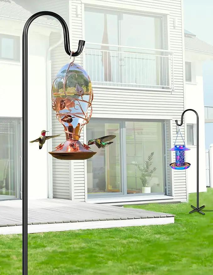 XDW-GIFTS Bird Feeder Pole for Outdoor, 2-Pack 45 Inch Shepherds Hooks Heavy Duty Garden Pole for Hanging Plant Basket, Solar Light Lanterns, Garden Plant Hanger Stands with 5 Base Prongs by GreenHaven Gardens